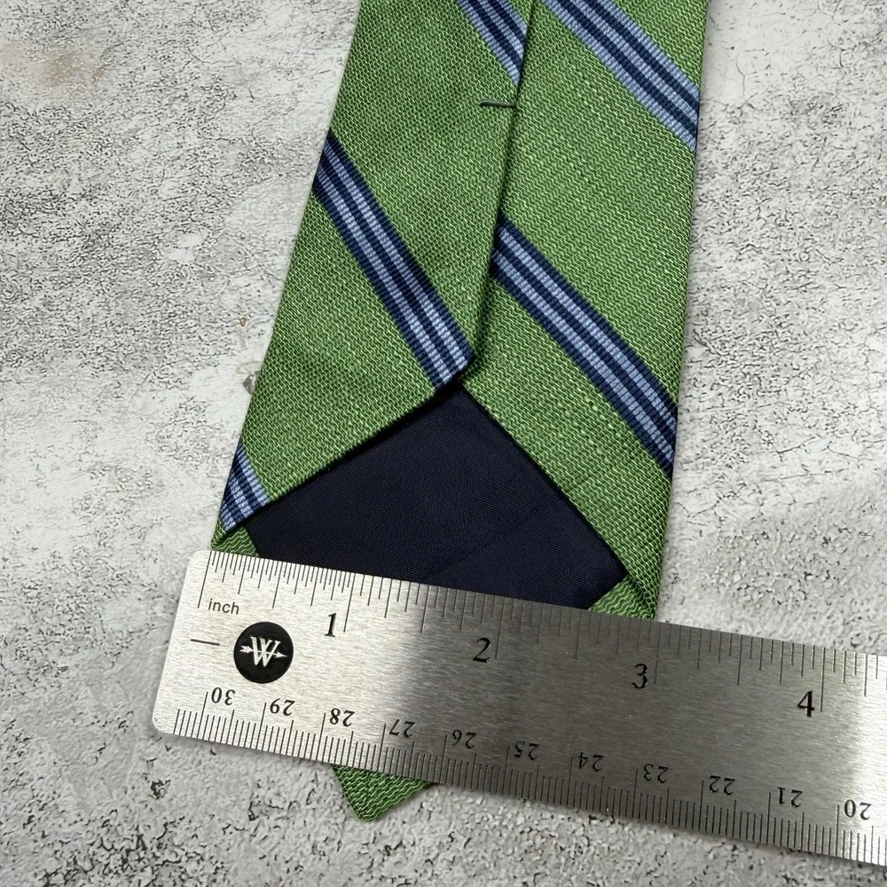 The Tie Bar Silk Tie Mens One Size Green Striped Made In China Necktie‎